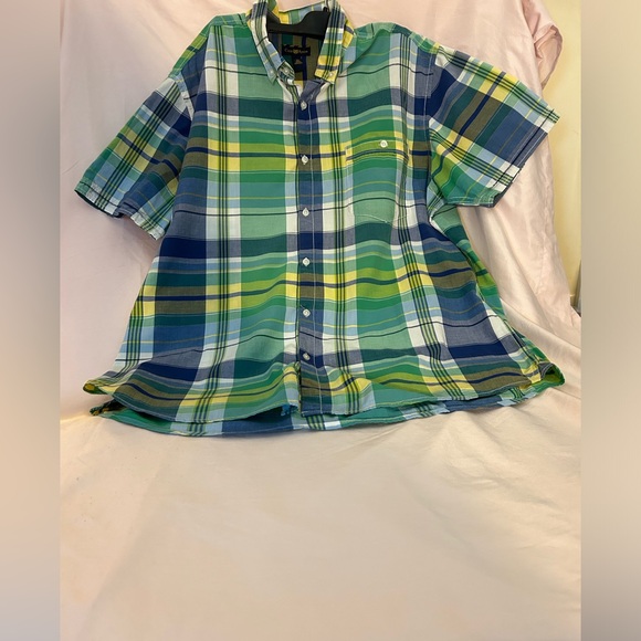 Clubroom men’s plaid shirt, X- large, green blue and white 100% cotton - Picture 2 of 9
